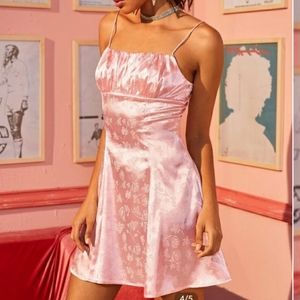 🤑SOLD Satin Pink Jacquard Dress